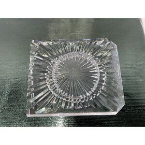 Vintage Clear Glass Square Ashtray With Sunburst Design 4.5" X 4.5"